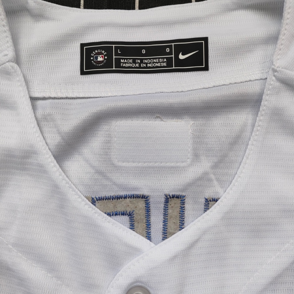 MLB Toronto Blue Jays White and Royal Blue Nike Button-Up Jersey - Picture 3 of 5